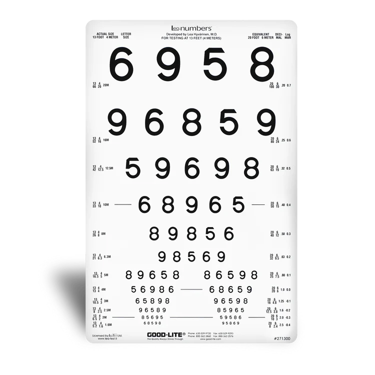 271300型LEA十三行遠(yuǎn)距離半透明數(shù)字視覺卡-LEA NUMBERS? 12-Line Translucent Distance Chart