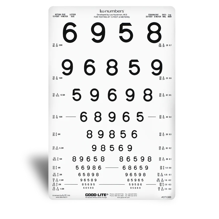 271300型LEA十二行遠(yuǎn)距離半透明數(shù)字視覺卡-LEA NUMBERS? 12-Line Translucent Distance Chart